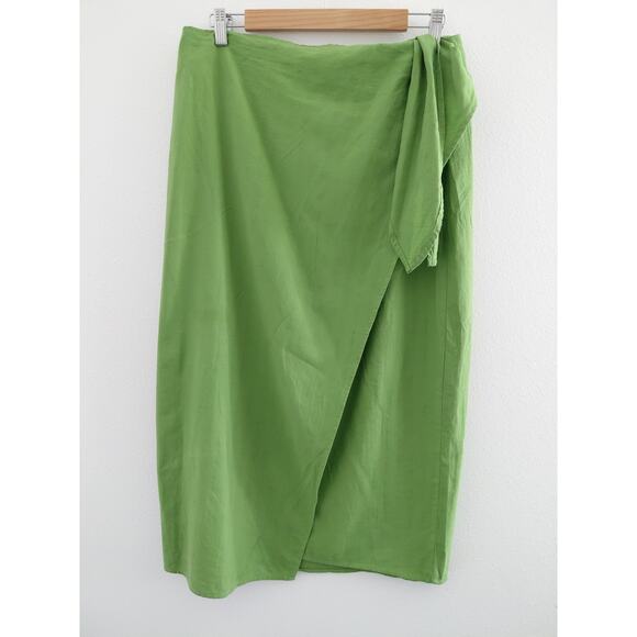 H&M Dresses & Skirts - H&M Skirt Maxi Real Wrap Skirt MEDIUM 100% Cotton Lime Green Spring Summer Boho